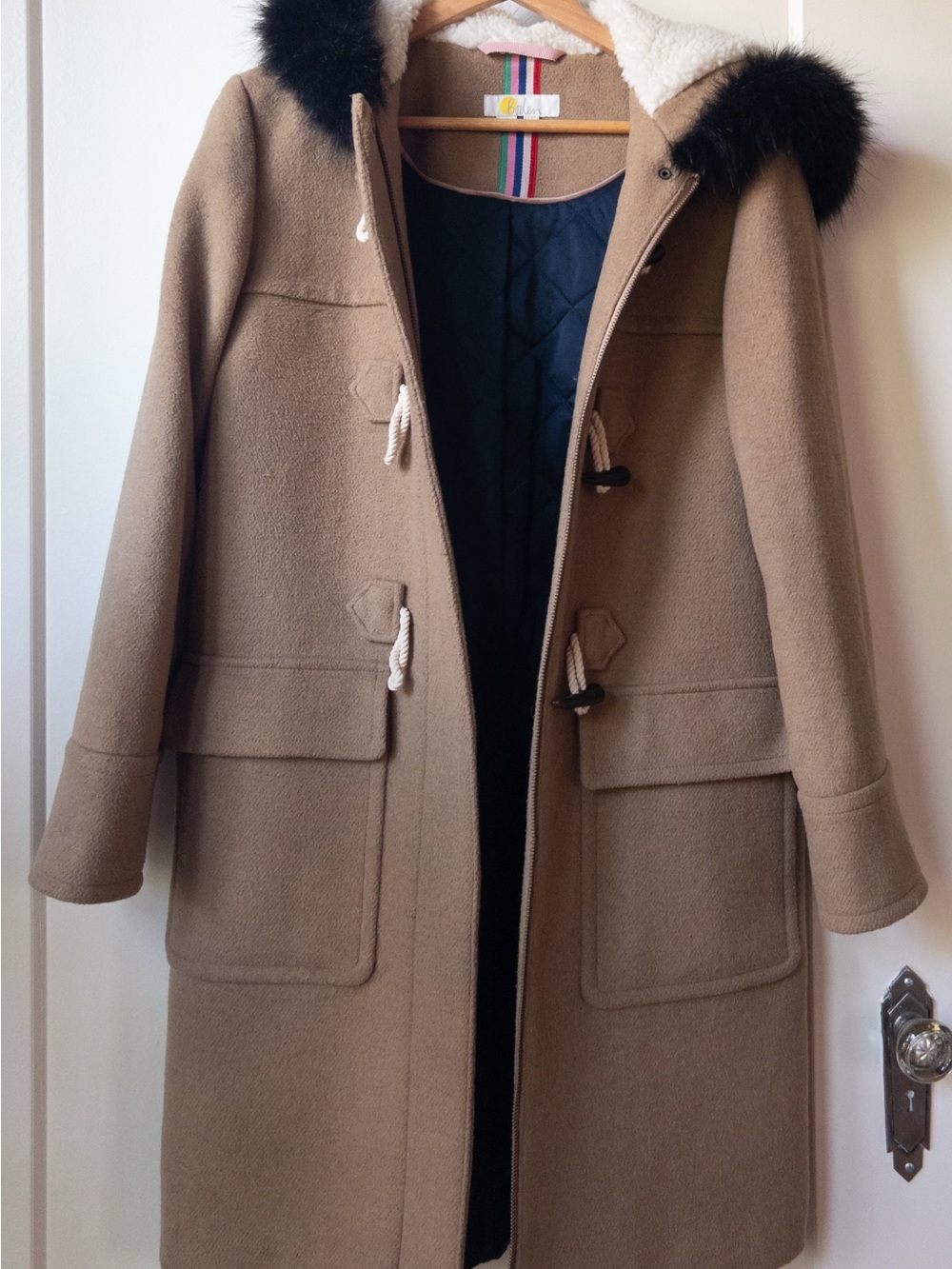 Boden Orme Duffle Coat with Faux-Fur Hood - Picture 3 of 8